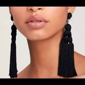 NWT Tassel Earrings Thread Long Dangle Drop Earrings Party Pink black new